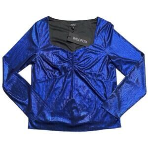Wildfox Ruched Top in Metallic Royal Blue NWT
